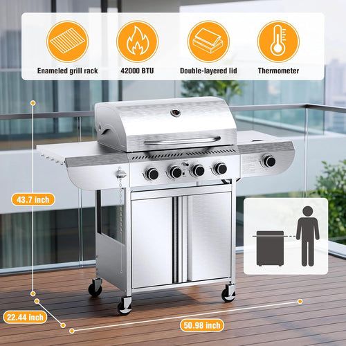 4 Burner Stainless Steel Propane Grill