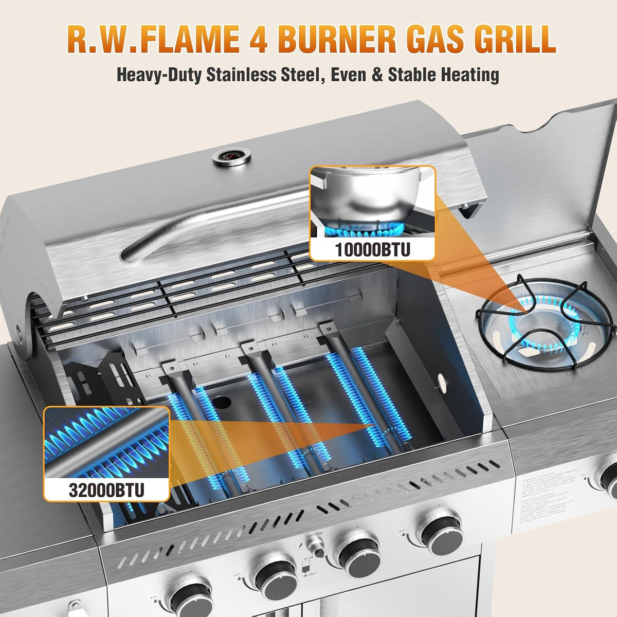 4 Burner Stainless Steel Propane Grill