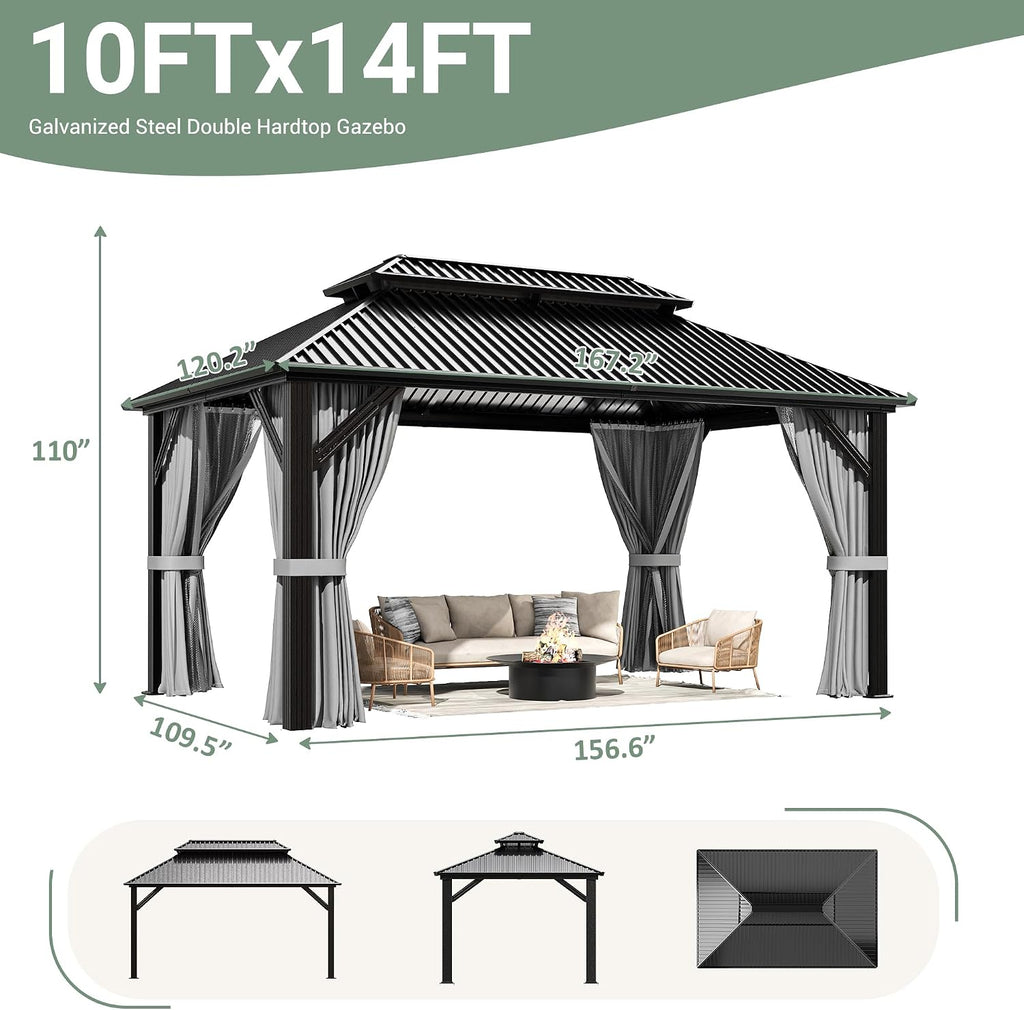 Aluminum Hardtop Gazebo Curtained
