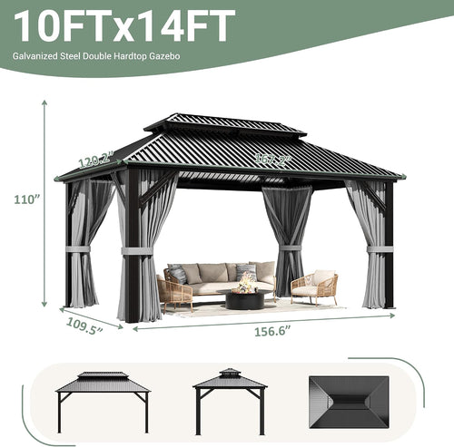 Aluminum Hardtop Gazebo Curtained