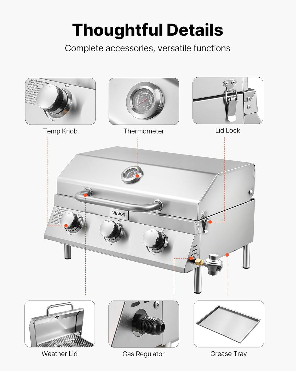 Portable Tabletop Propane Gas Grill