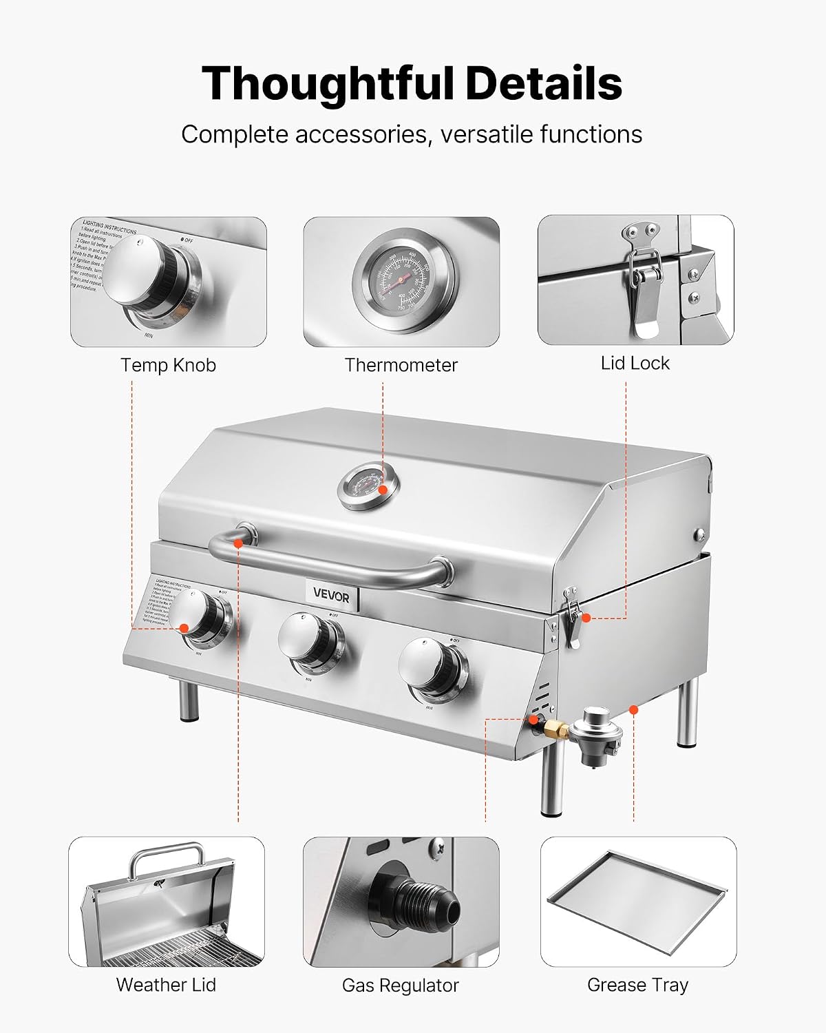 Portable Tabletop Propane Gas Grill