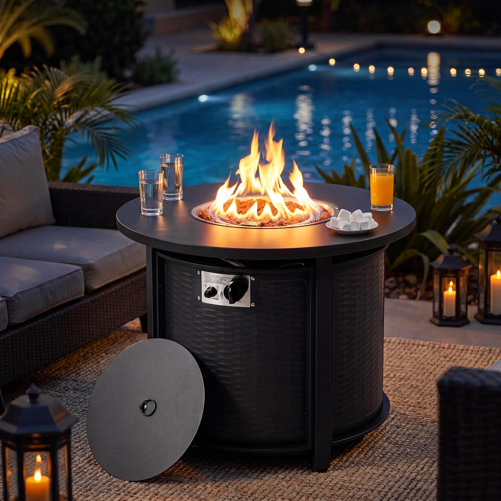 Round Propane Patio Fire Pit Table
