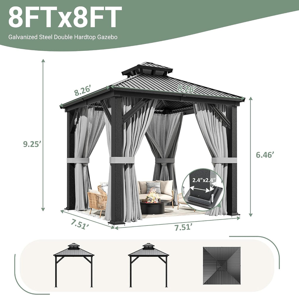 Aluminum Hardtop Gazebo Curtains Netting