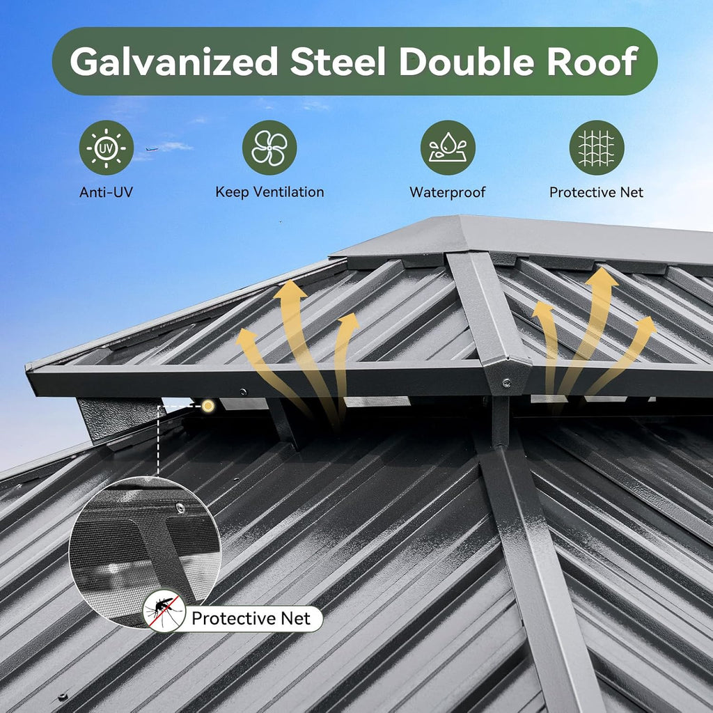 Steel Hardtop Double Roof Gazebo