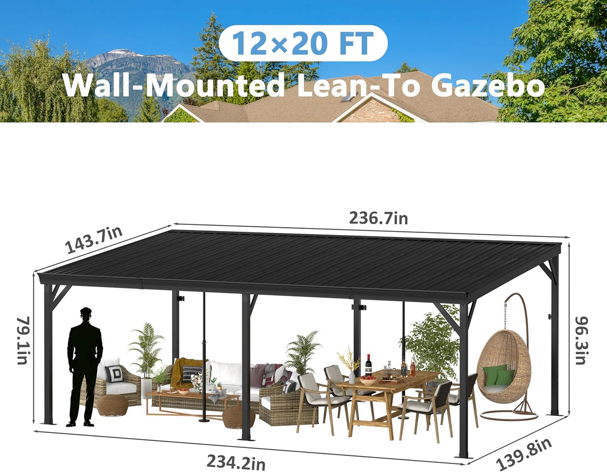 Wall Mounted Hardtop Patio Gazebo