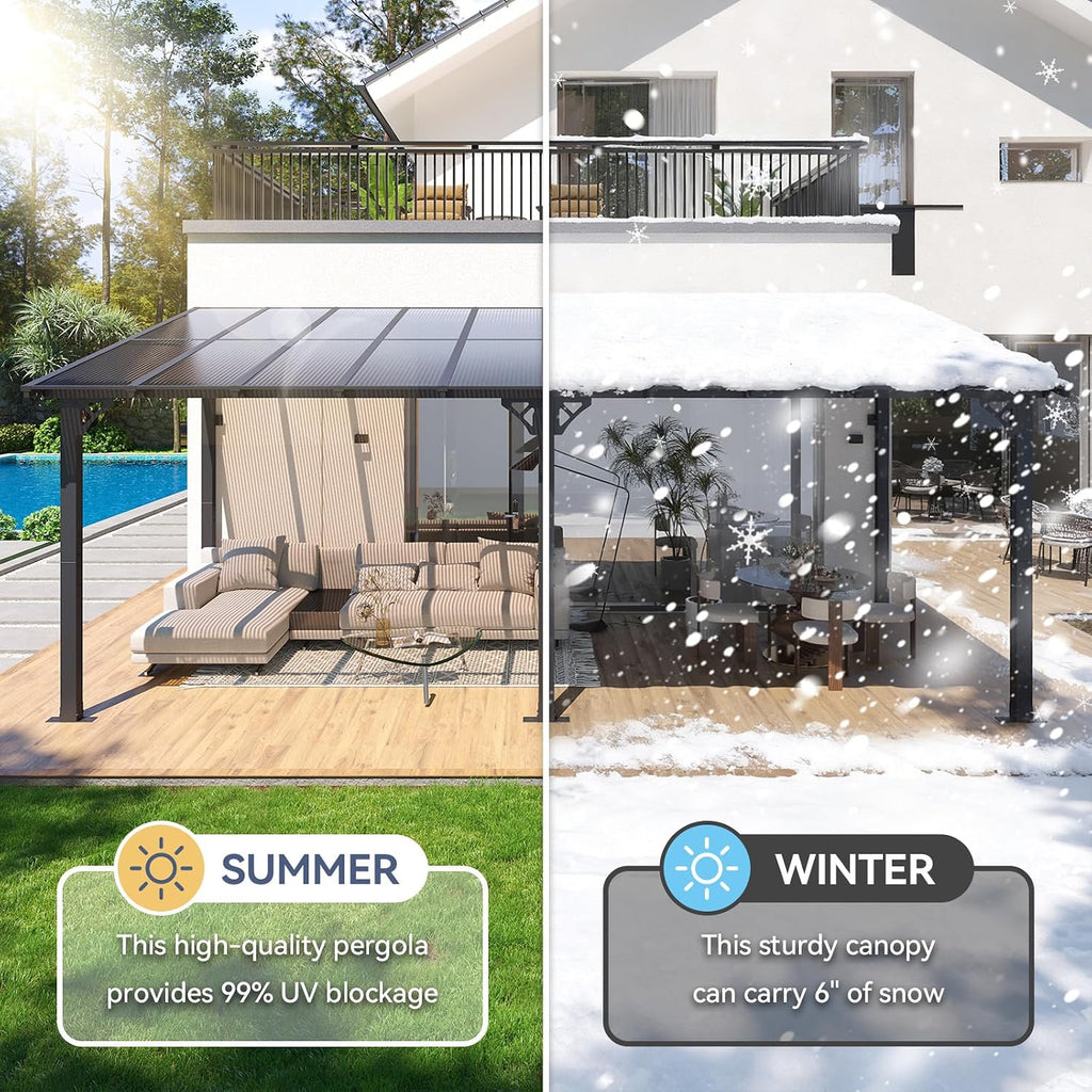 Metal Lean-To Outdoor Gazebo Pergola