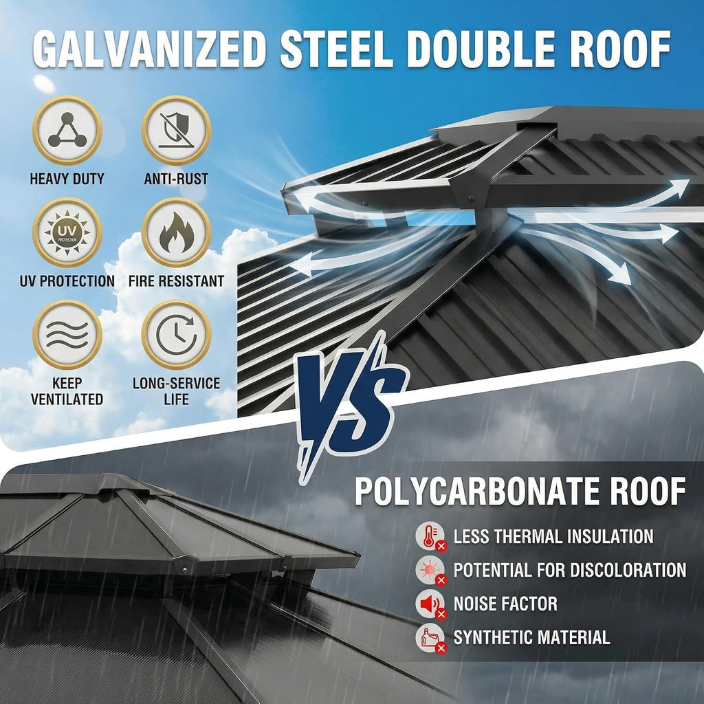 Steel Hardtop Brown Outdoor Gazebo
