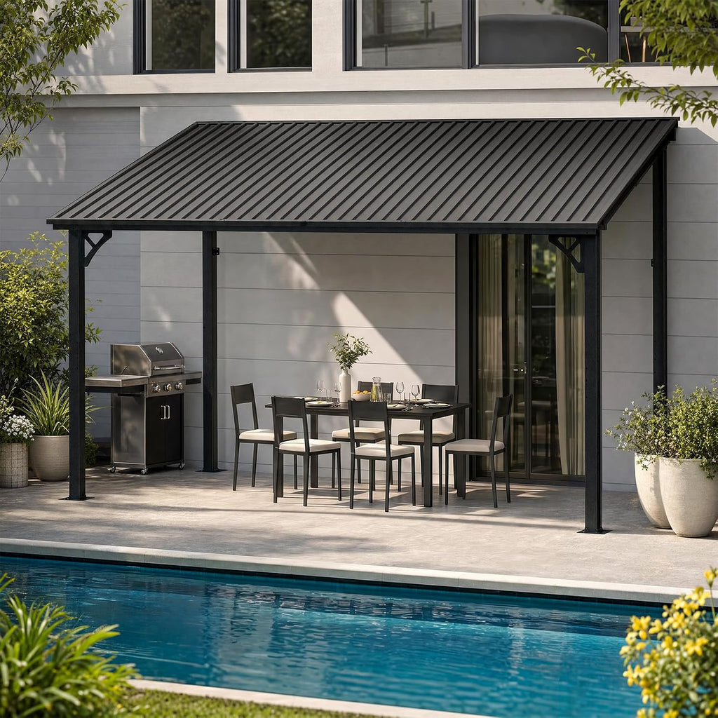Steel Hardtop Lean-To Patio Gazebo