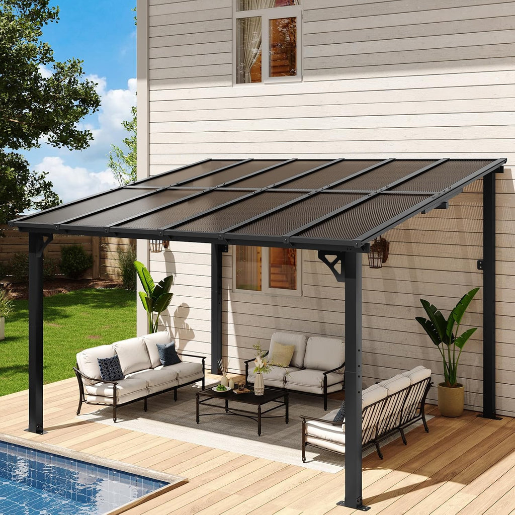 Sloped Roof Black Patio Gazebo