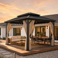 Steel Hardtop Brown Outdoor Gazebo