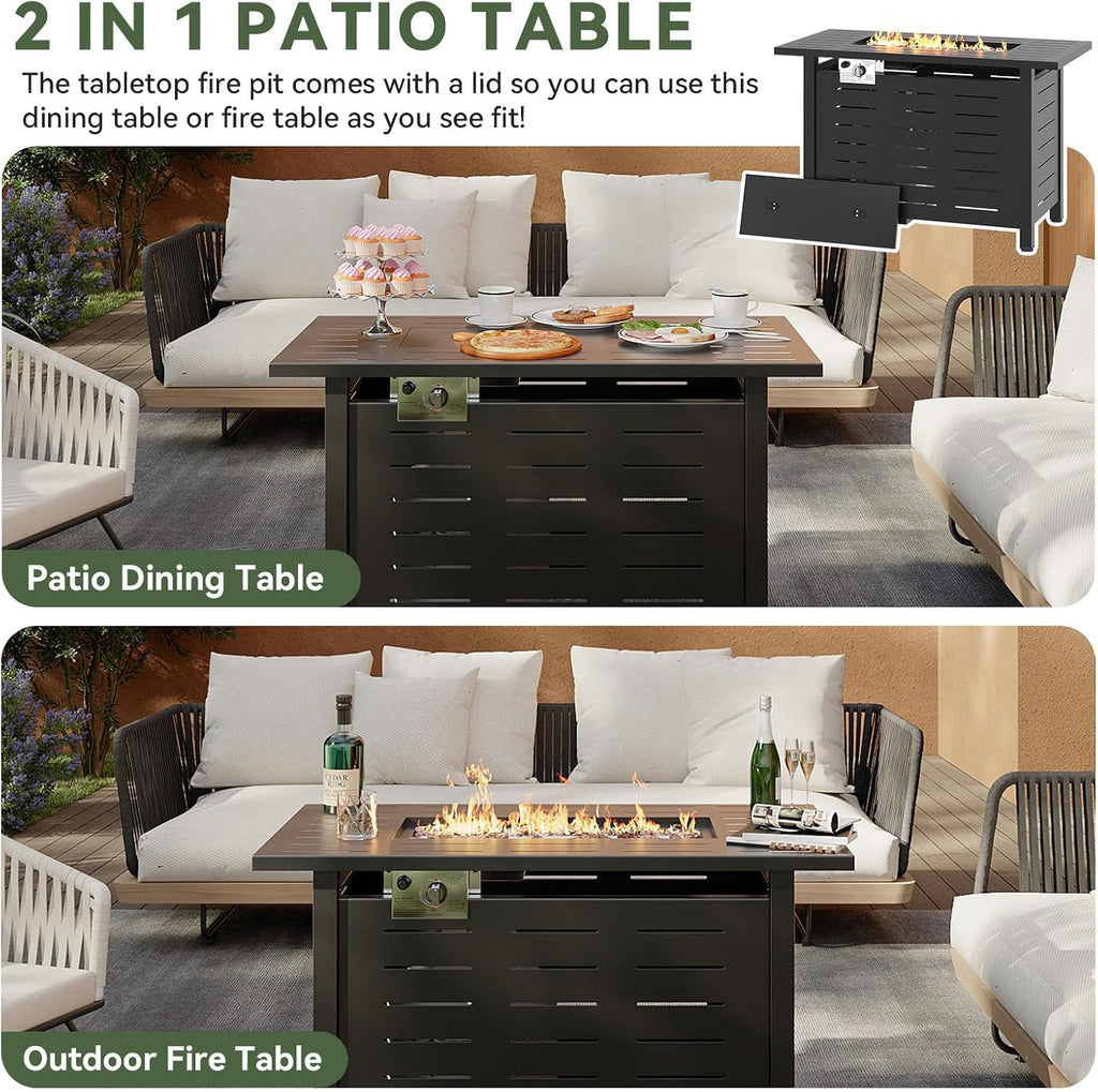 Rectangle Propane Patio Fire Pit Table