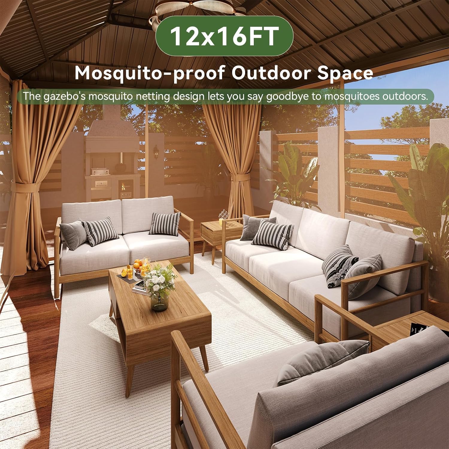 Steel Hardtop Brown Outdoor Gazebo
