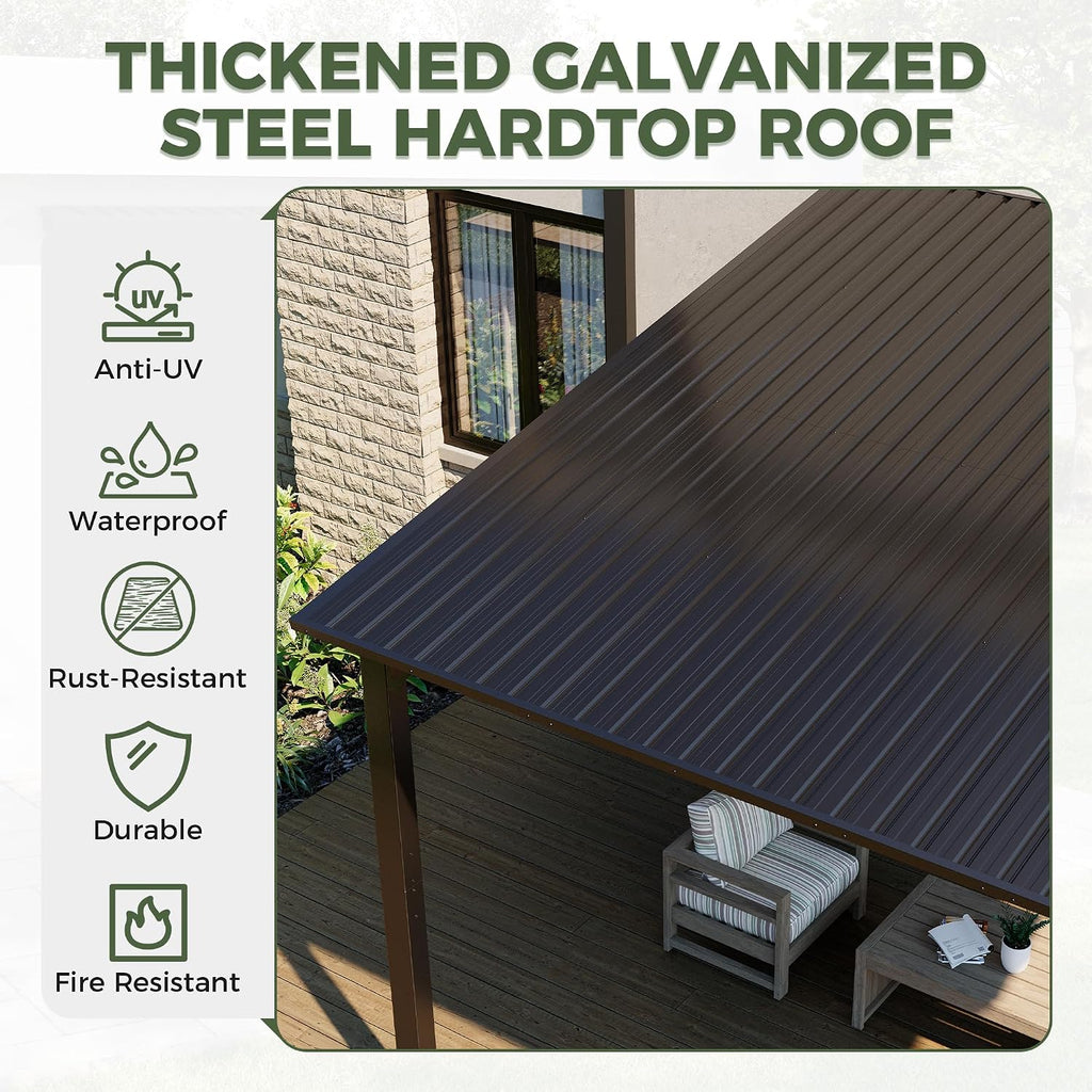 Black Metal Lean-To Patio Gazebo