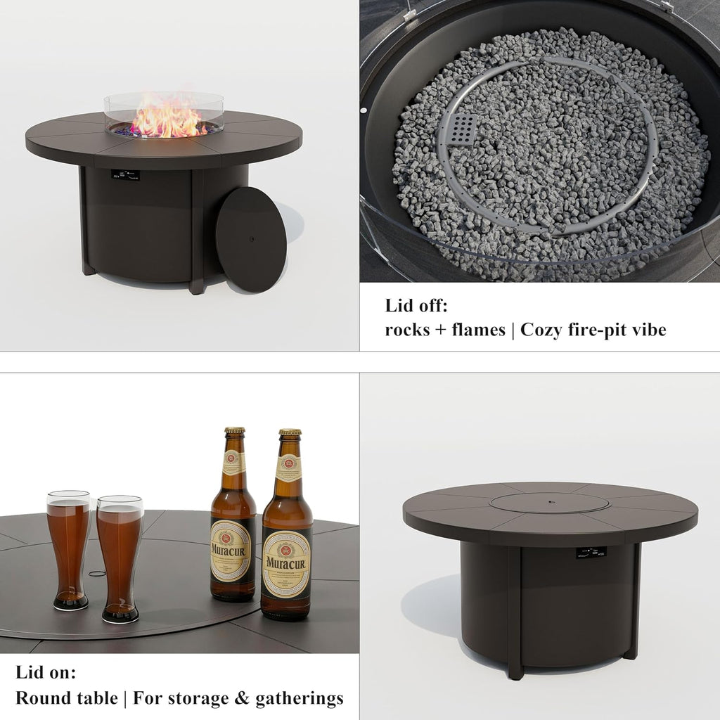 Round Propane Patio Fire Pit Table