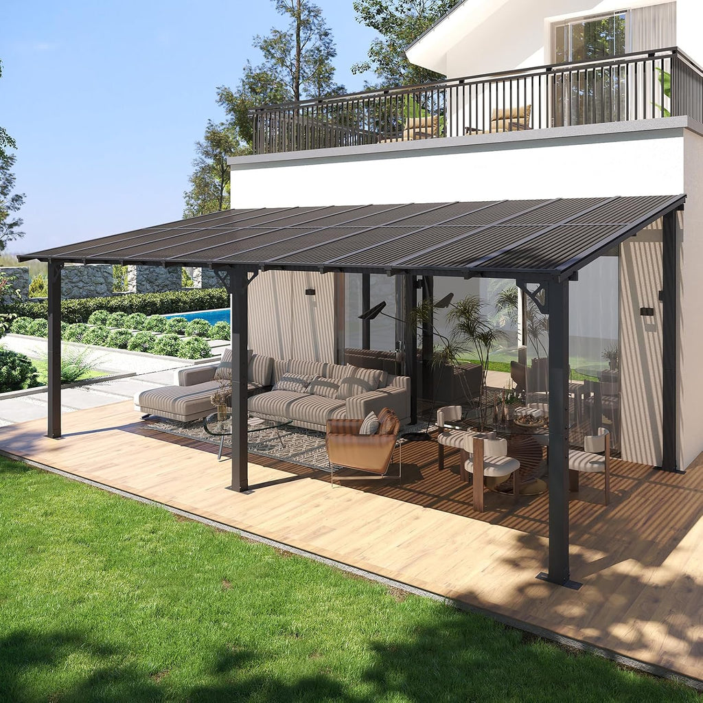 Metal Lean-To Outdoor Gazebo Pergola