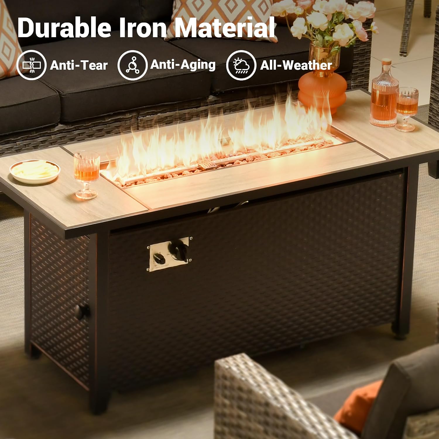 Rectangular Propane Patio Fire Table