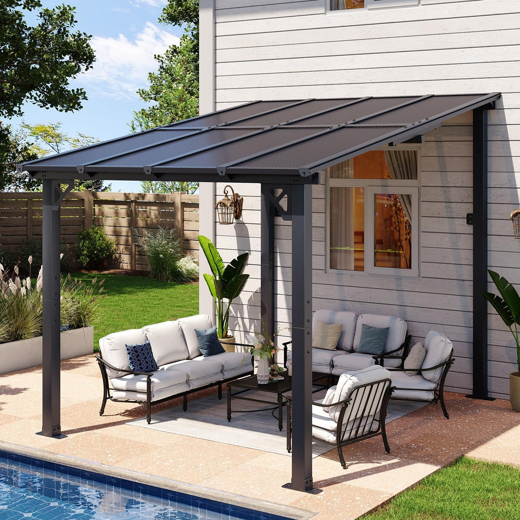 Sloped Roof Black Patio Gazebo
