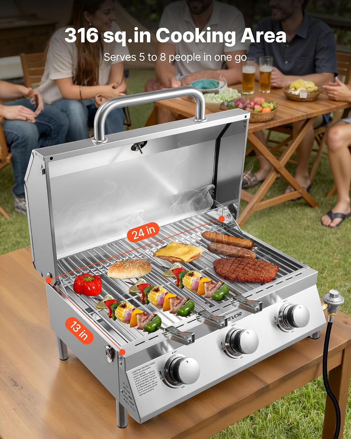 Portable Tabletop Propane Gas Grill