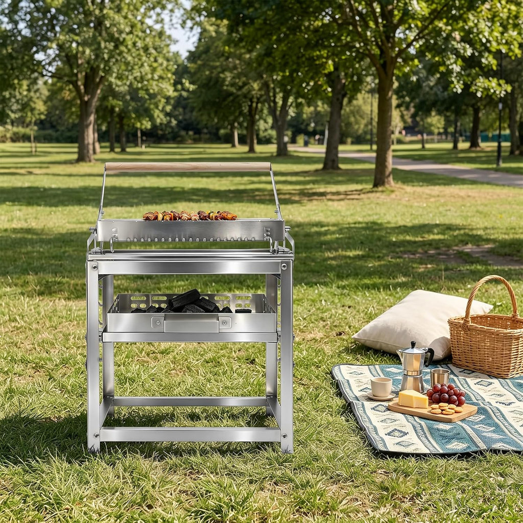 Rotatable Outdoor Charcoal BBQ Grill