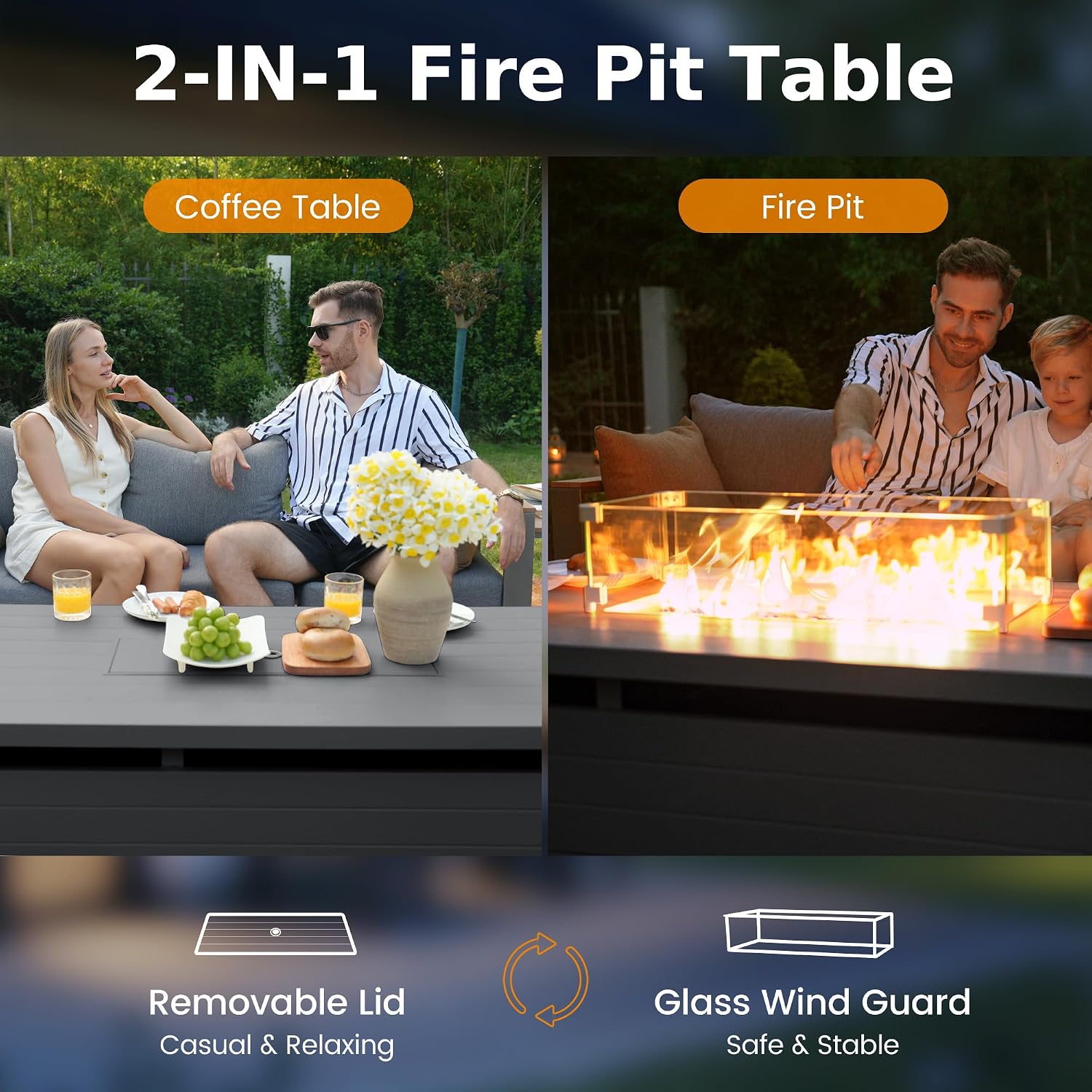 Rectangle Propane Outdoor Fire Table