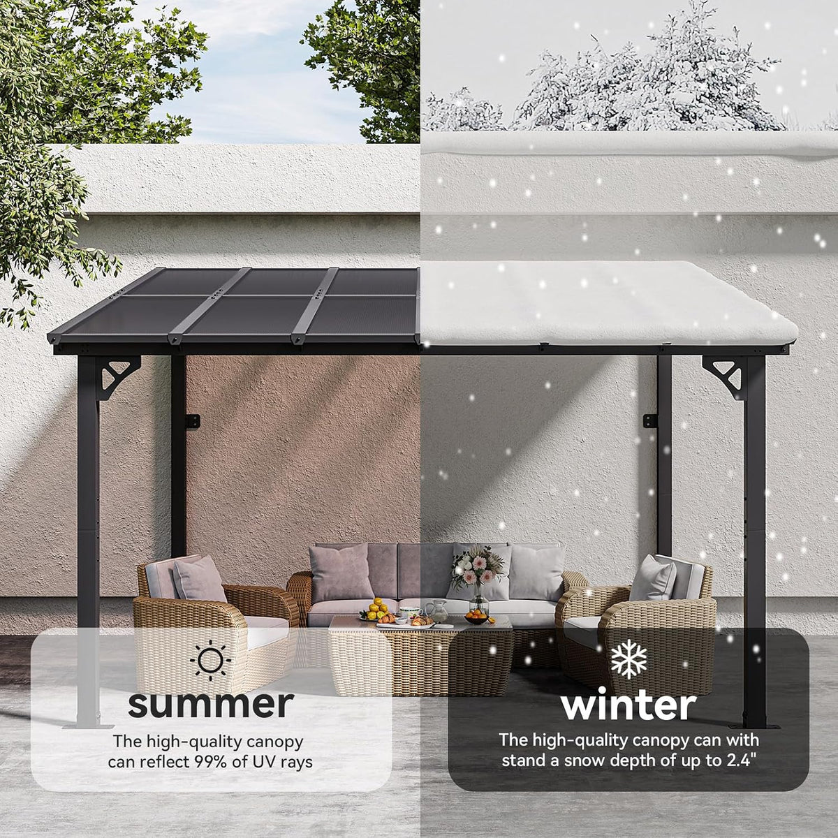 Sloped Roof Black Patio Gazebo