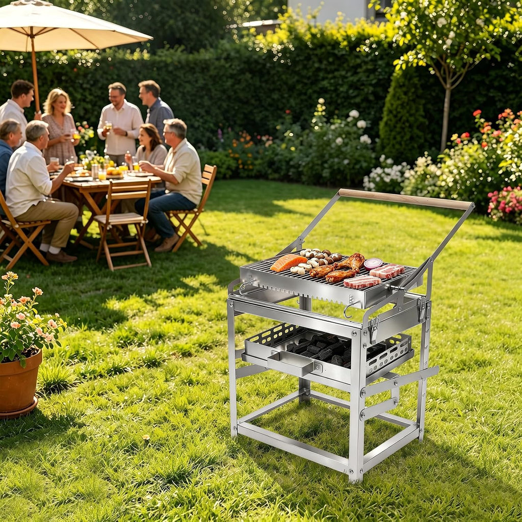 Rotatable Outdoor Charcoal BBQ Grill