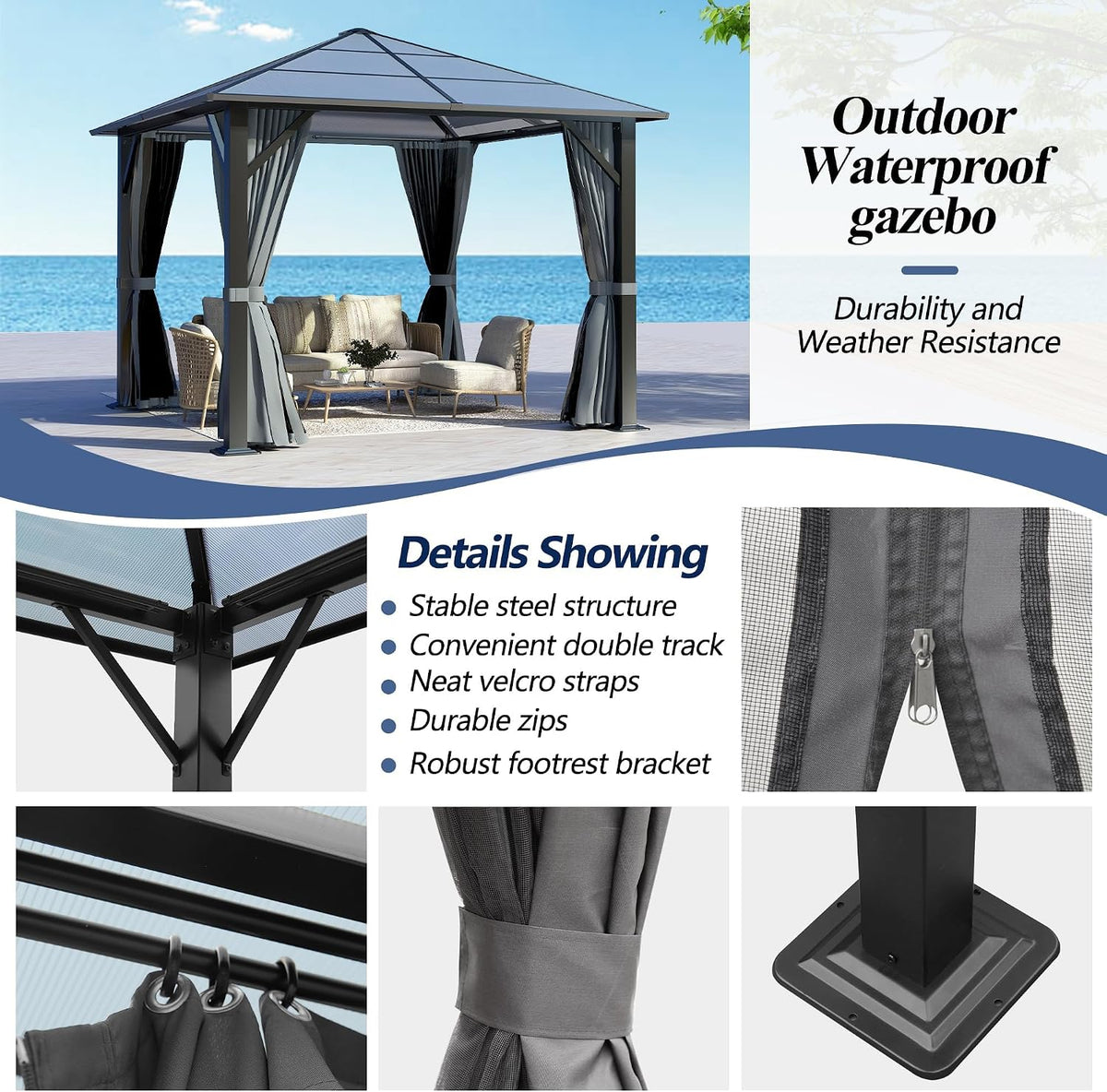 Polycarbonate Patio Hardtop Gazebo