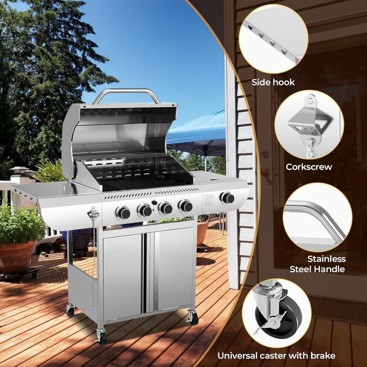 4 Burner Stainless Steel Propane Grill