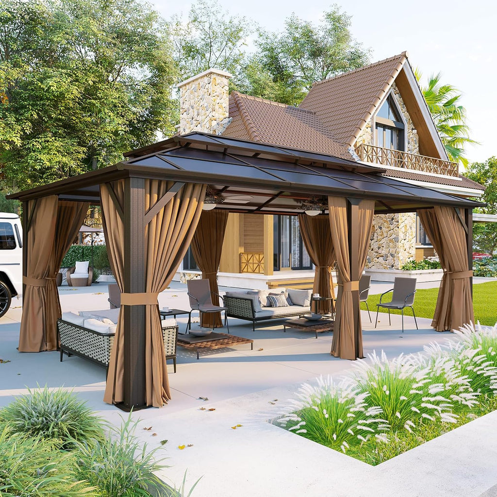 Polycarbonate Hardtop Gazebo Brown