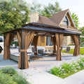 Polycarbonate Hardtop Gazebo Brown