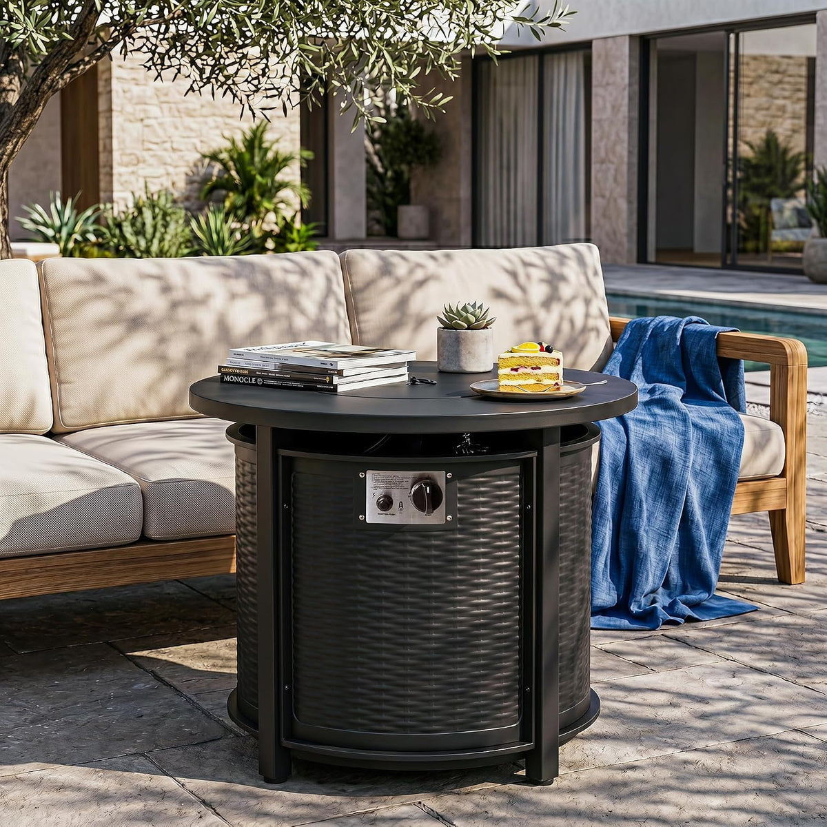 Round Propane Patio Fire Pit Table