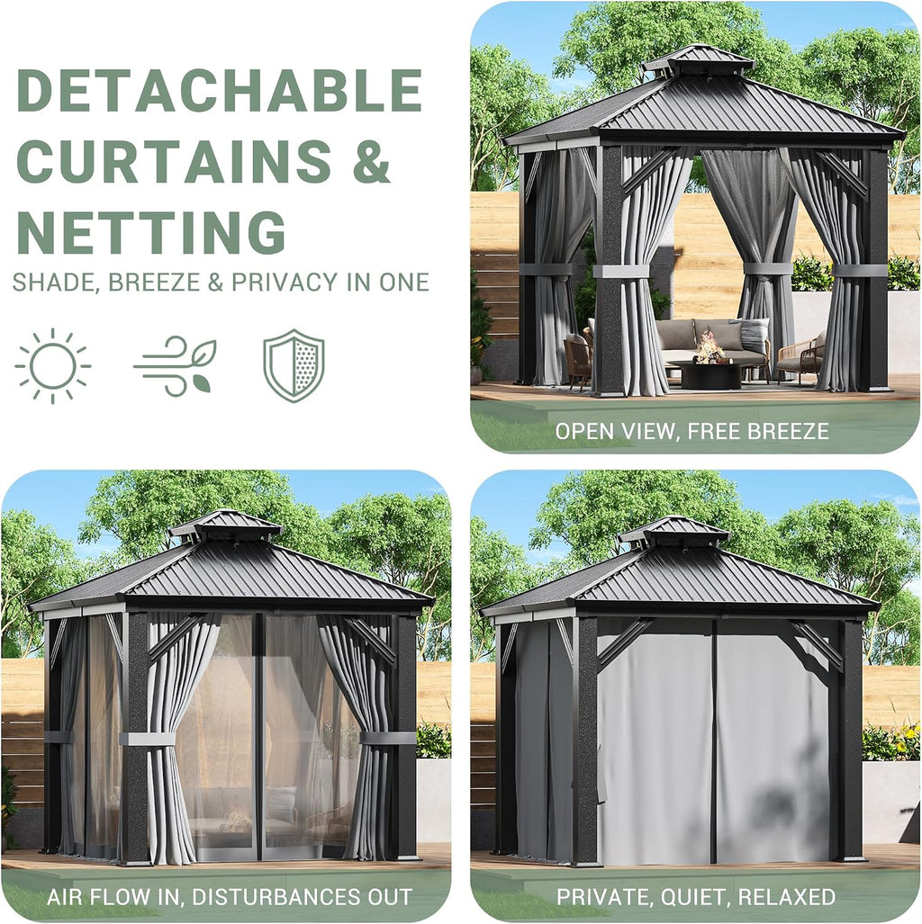 Aluminum Hardtop Gazebo Curtains Netting