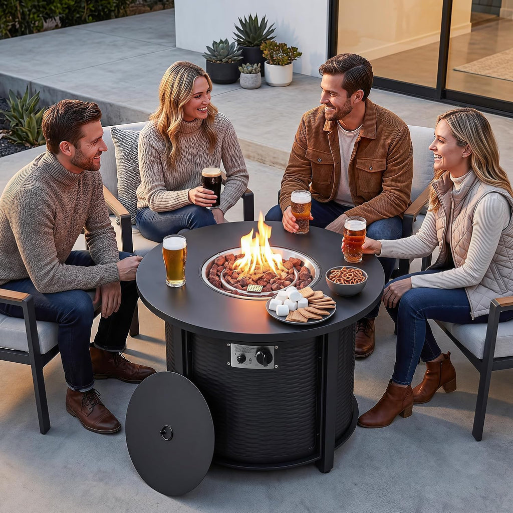 Round Propane Patio Fire Pit Table