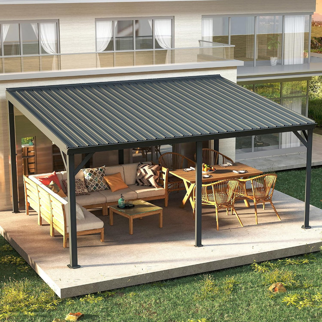 Wall Mounted Grey Lean-To Gazebo
