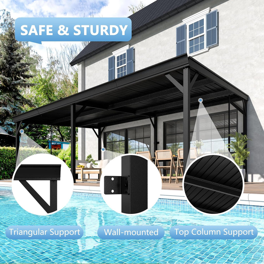 Wall Mounted Hardtop Patio Gazebo
