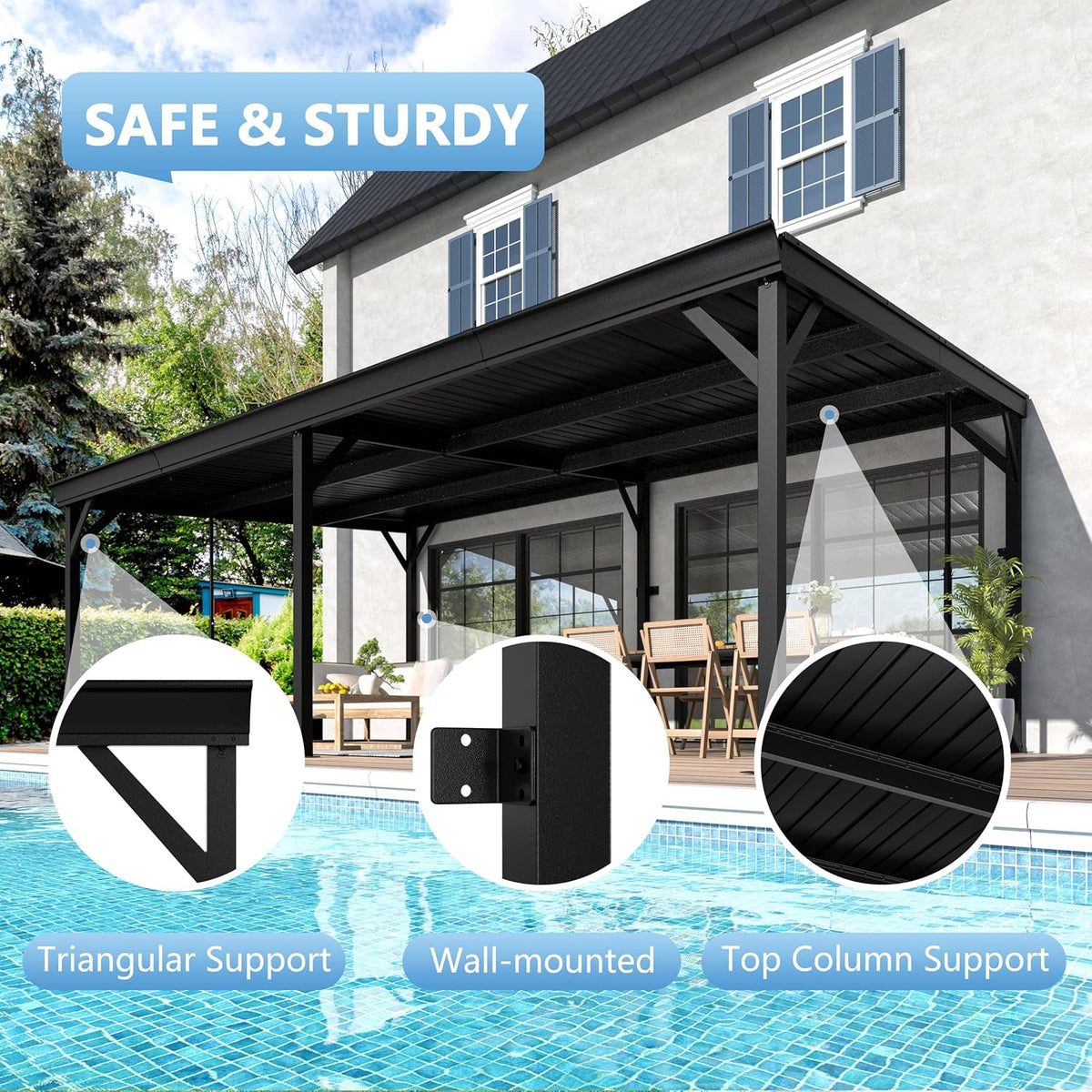 Wall Mounted Hardtop Patio Gazebo