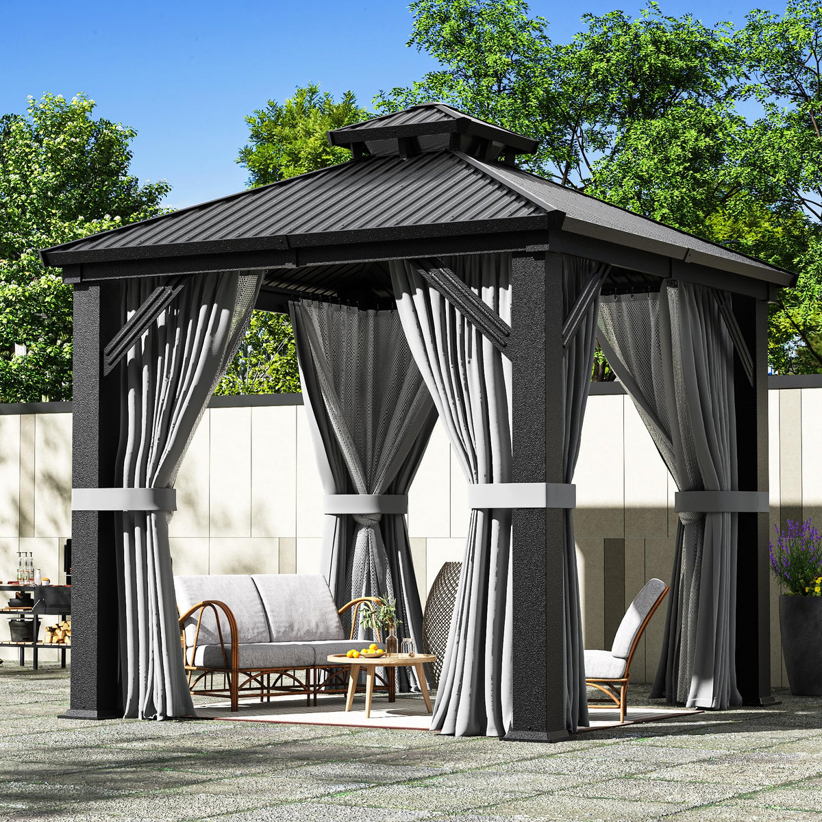Aluminum Hardtop Gazebo Curtains Netting
